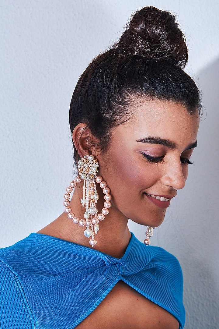 Pink Pearl Cluster Drop Earrings by Amama at Pernia's Pop Up Shop