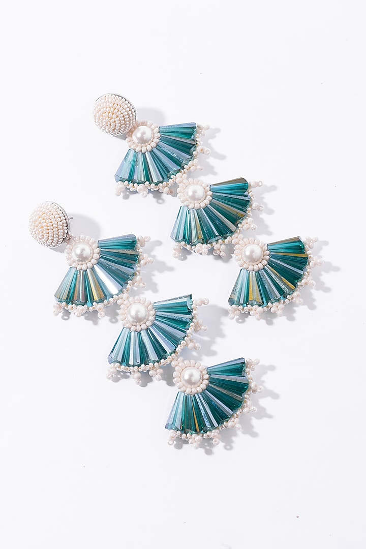 Green Crystal Flared Earrings by Amama at Pernia's Pop Up Shop