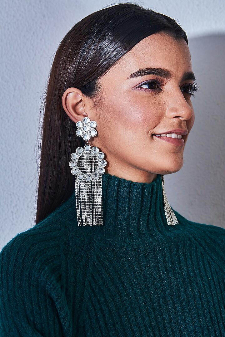 Silver Finish Chain Earrings by Amama at Pernia's Pop Up Shop