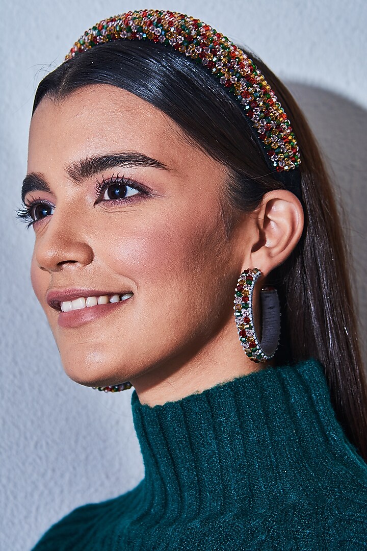Multi-Colored Crystal Hoop Earrings by Amama at Pernia's Pop Up Shop