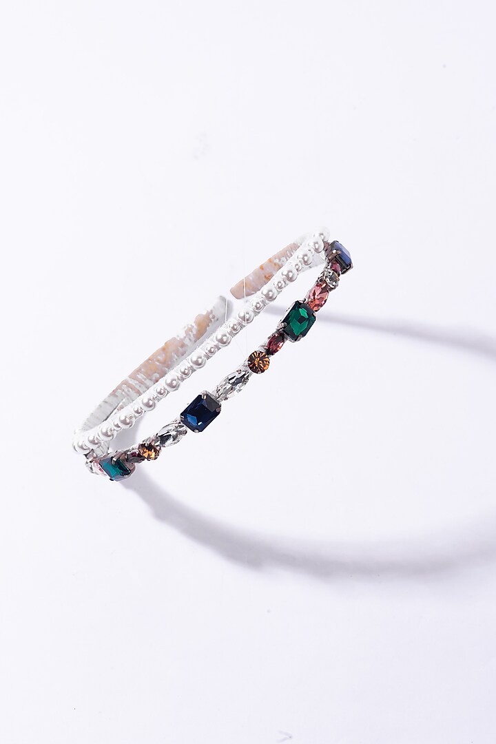 Green & White Pearl Layered Hair Band by Amama at Pernia's Pop Up Shop