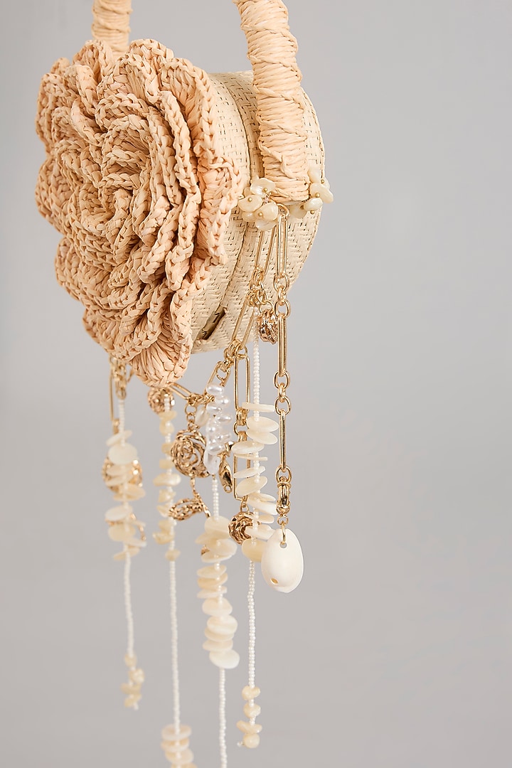 Gold Plated Faux Pearl & Glass Beaded Bag by AMAMA at Pernia's Pop Up Shop