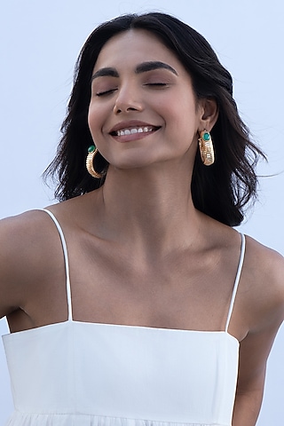 Gold Plated Brass Hoop Earrings by AMAMA