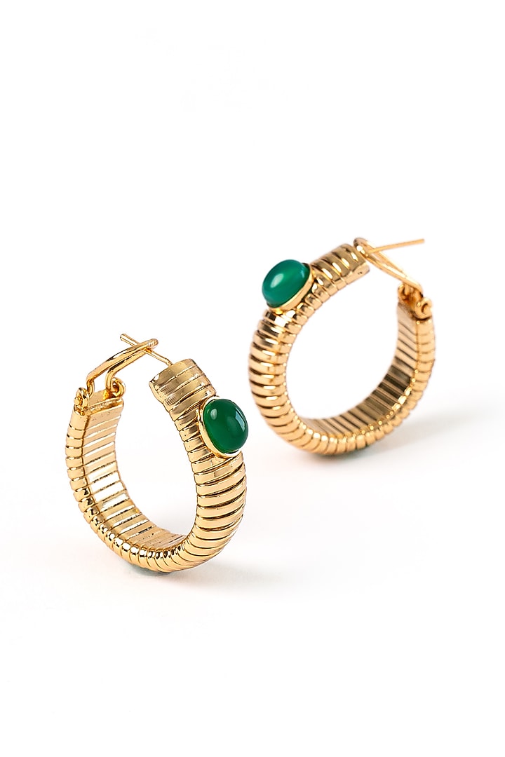 Gold Plated Brass Hoop Earrings by AMAMA at Pernia's Pop Up Shop