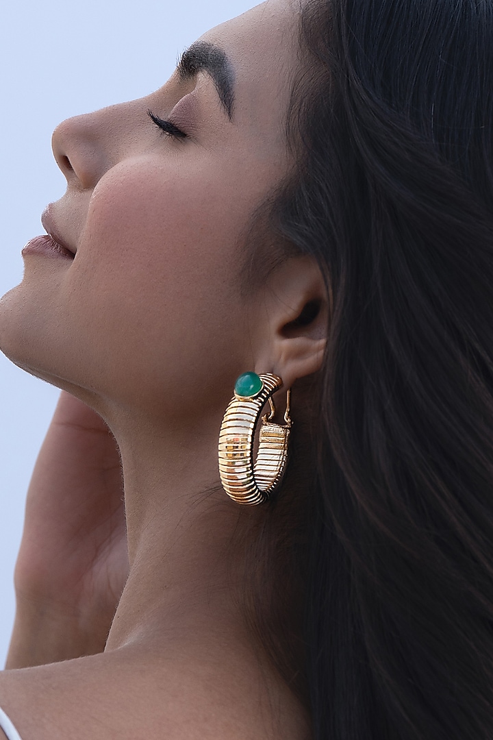 Gold Plated Brass Hoop Earrings by AMAMA at Pernia's Pop Up Shop