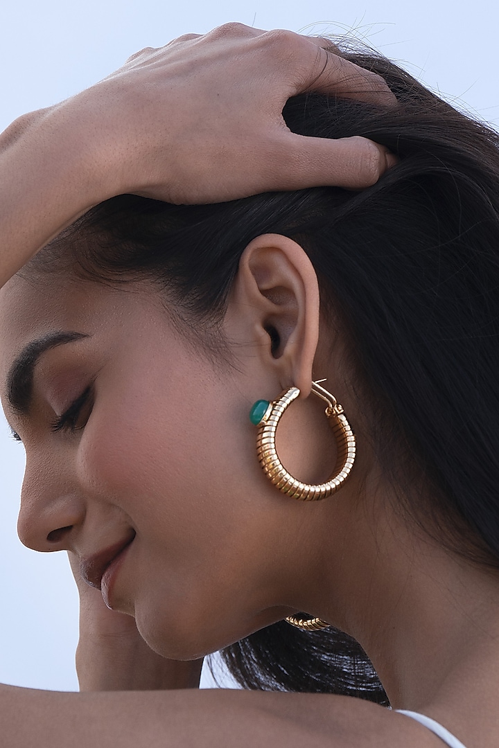 Gold Plated Brass Hoop Earrings by AMAMA at Pernia's Pop Up Shop