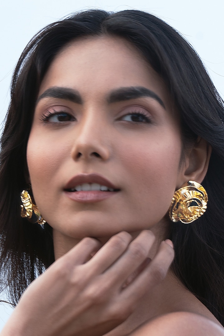 Gold Plated Brass Stud Earrings by AMAMA at Pernia's Pop Up Shop