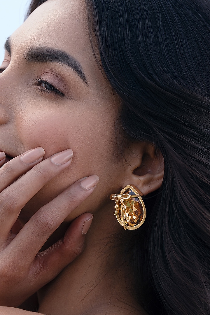 Gold Plated Brass Stud Earrings by AMAMA at Pernia's Pop Up Shop