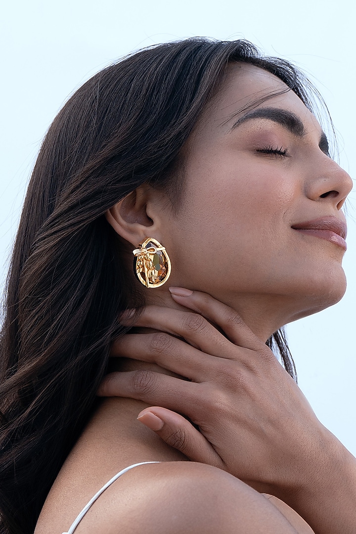 Gold Plated Brass Stud Earrings by AMAMA at Pernia's Pop Up Shop