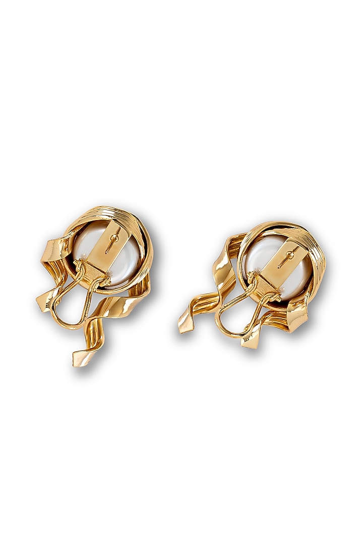 Gold Plated Pearl Stud Earrings by AMAMA at Pernia's Pop Up Shop