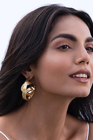 Gold Plated Brass Hoop Earrings by AMAMA