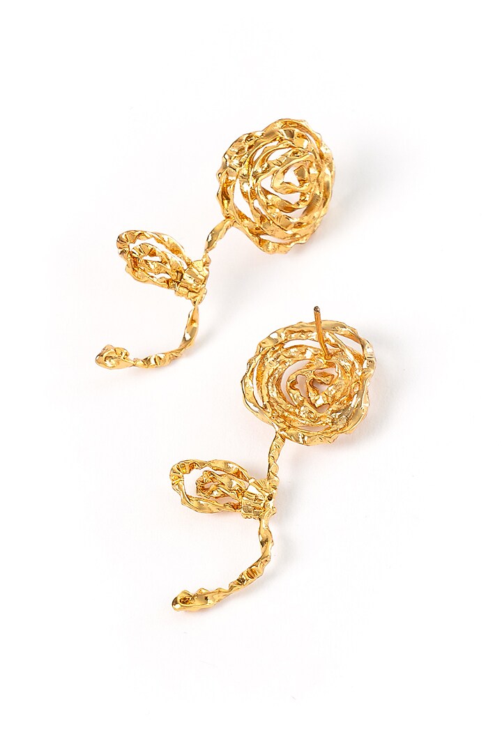 Gold Plated Brass Rose Stud Earrings by AMAMA at Pernia's Pop Up Shop