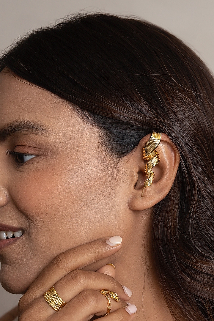 Gold Plated Brass Ear Crawlers by AMAMA at Pernia's Pop Up Shop