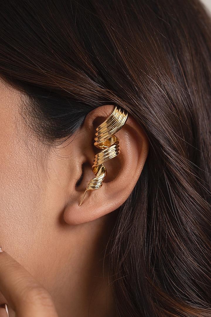 Gold Plated Brass Ear Crawlers by AMAMA at Pernia's Pop Up Shop