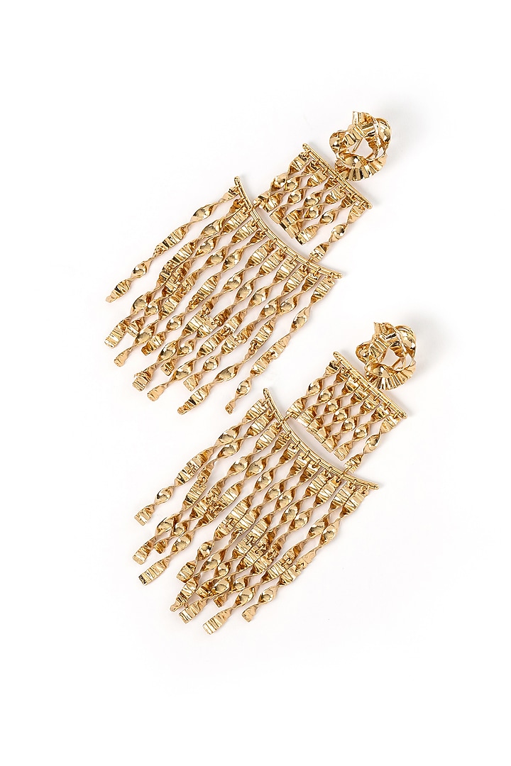 Gold Plated Brass Dangler Earrings by AMAMA at Pernia's Pop Up Shop