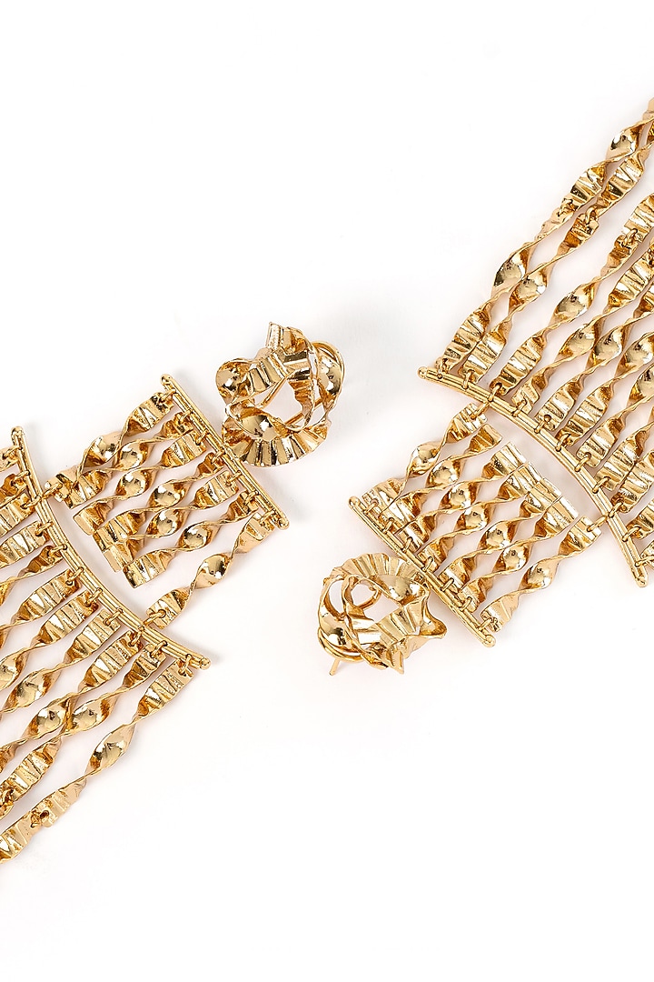 Gold Plated Brass Dangler Earrings by AMAMA at Pernia's Pop Up Shop