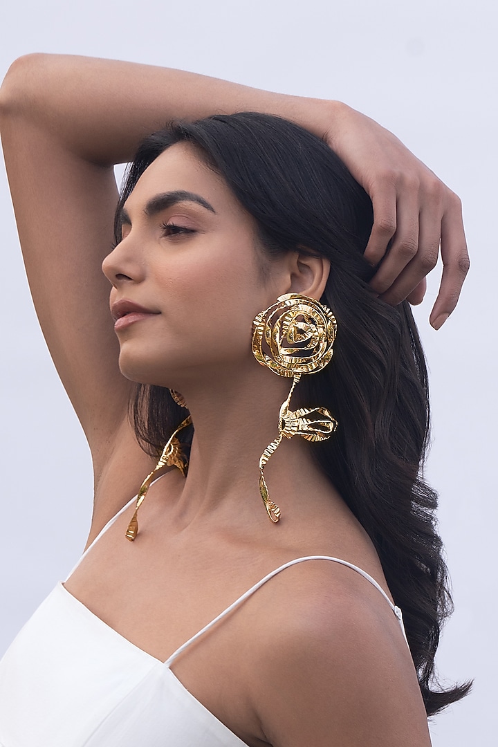 Gold Plated Rose Stud Earrings by AMAMA at Pernia's Pop Up Shop