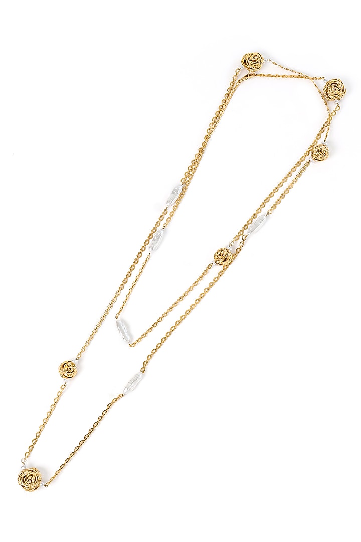 Gold Plated Brass Lariat Necklace by AMAMA at Pernia's Pop Up Shop