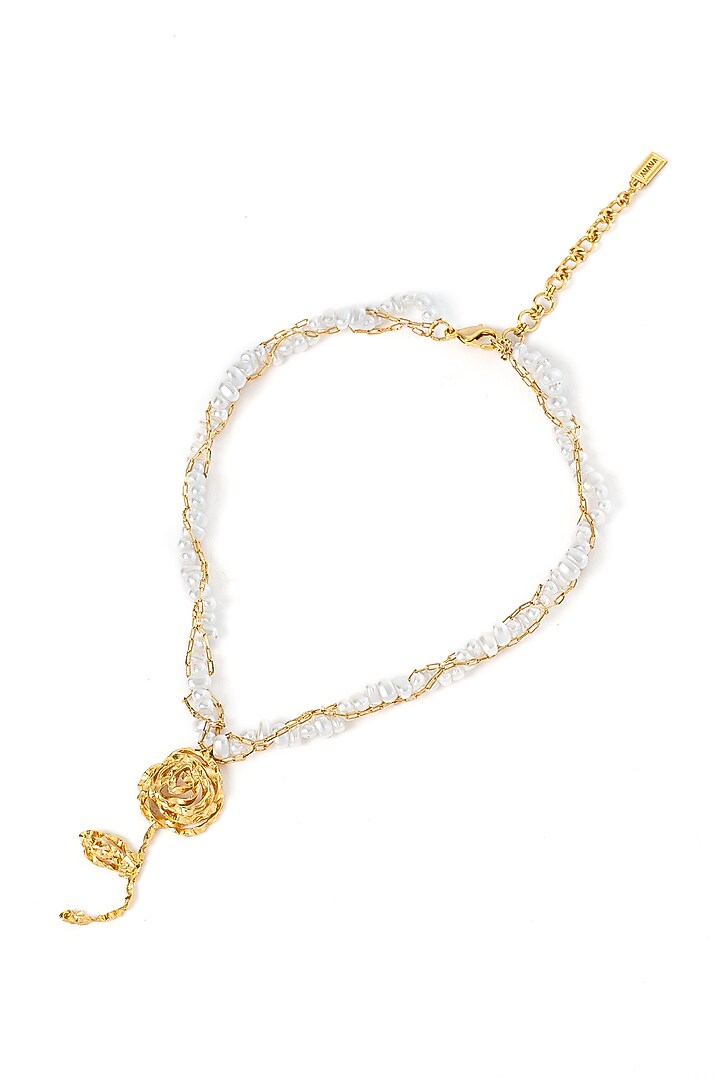 Gold Plated Rose Pendant Necklace by AMAMA at Pernia's Pop Up Shop