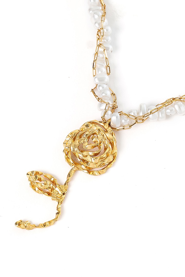 Gold Plated Rose Pendant Necklace by AMAMA at Pernia's Pop Up Shop