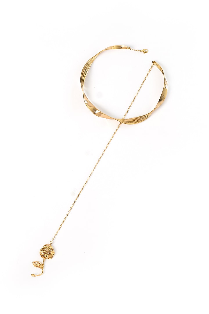 Gold Plated Sculpted Choker Necklace by AMAMA at Pernia's Pop Up Shop