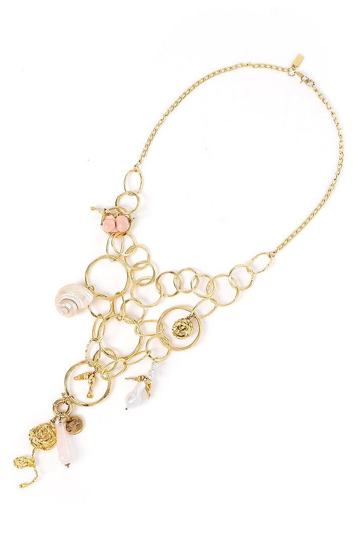 Gold Plated Faux Pearl Charm Necklace by AMAMA at Pernia's Pop Up Shop