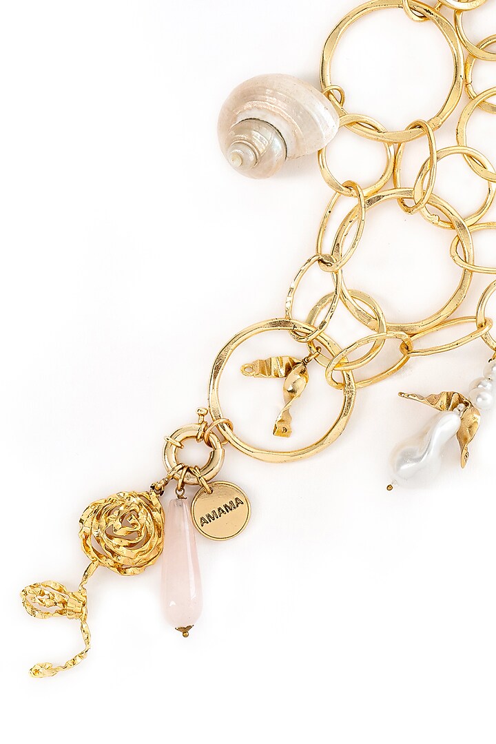 Gold Plated Faux Pearl Charm Necklace by AMAMA at Pernia's Pop Up Shop