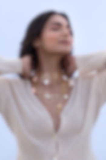 Gold Plated Faux Pearl & Shell Charm Lariat Necklace by AMAMA at Pernia's Pop Up Shop