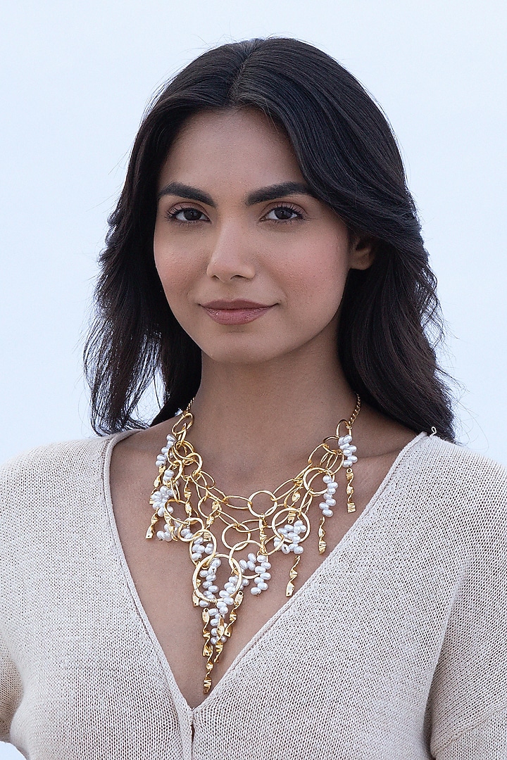 Gold Plated Faux Pearl Necklace by AMAMA at Pernia's Pop Up Shop