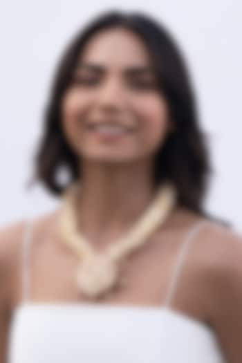 Gold Plated Faux Pearl & Shell Necklace by AMAMA at Pernia's Pop Up Shop