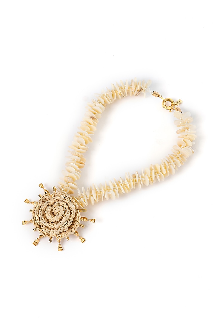 Gold Plated Faux Pearl & Shell Necklace by AMAMA at Pernia's Pop Up Shop