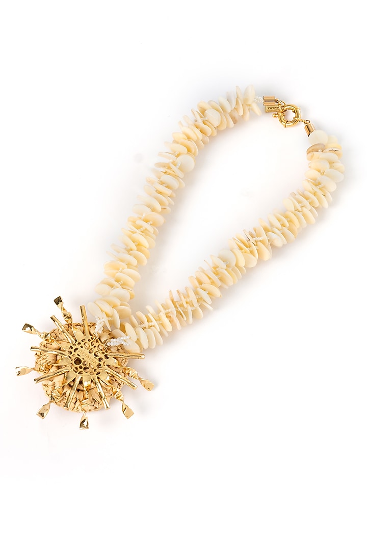 Gold Plated Faux Pearl & Shell Necklace by AMAMA at Pernia's Pop Up Shop