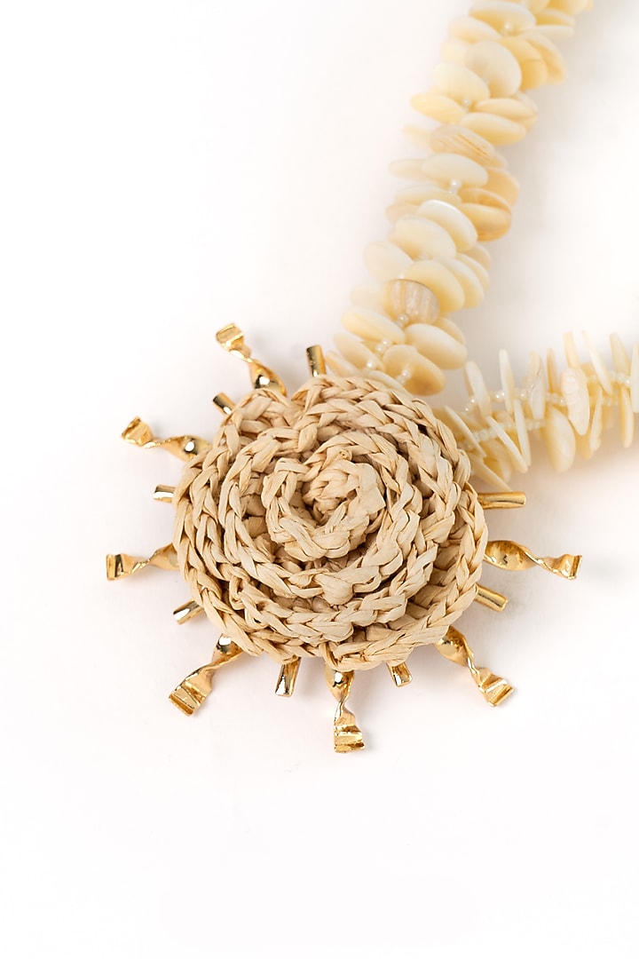 Gold Plated Faux Pearl & Shell Necklace by AMAMA at Pernia's Pop Up Shop