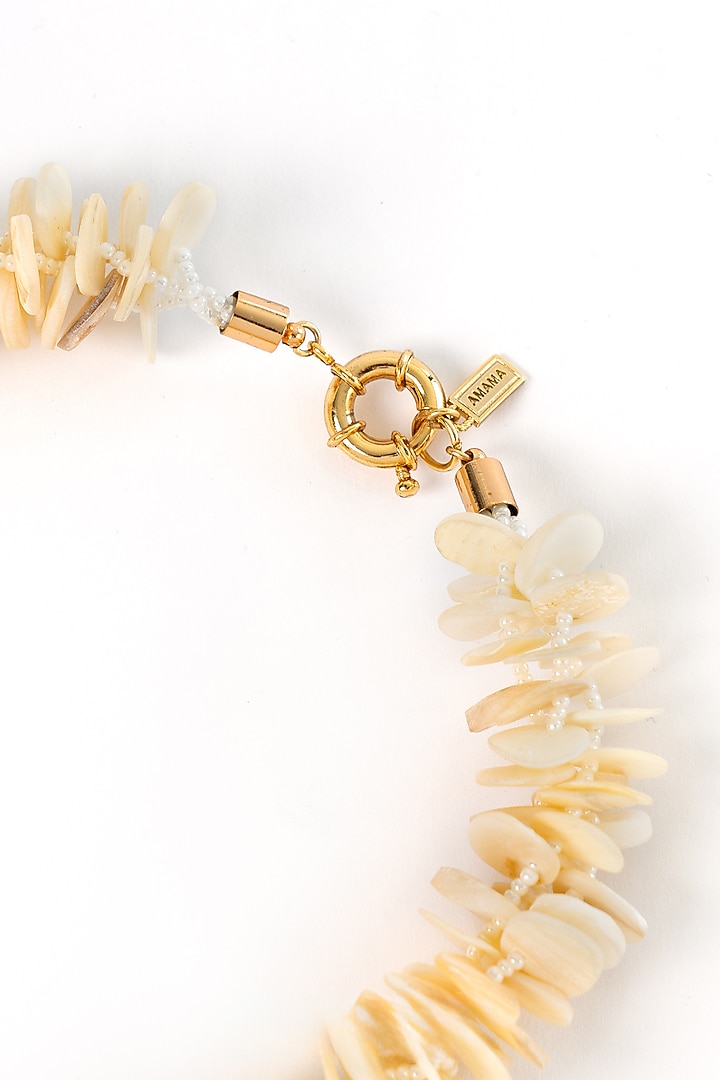 Gold Plated Faux Pearl & Shell Necklace by AMAMA at Pernia's Pop Up Shop