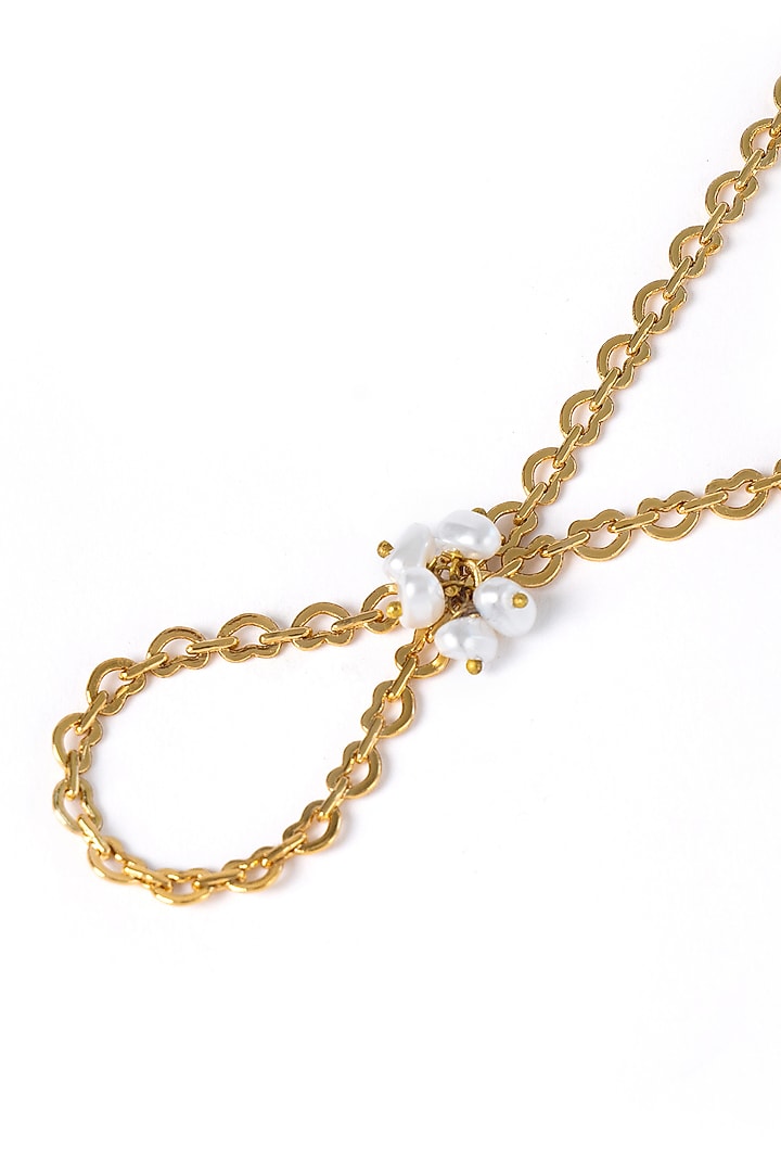 Gold Plated Faux Pearl Hand Harness by AMAMA at Pernia's Pop Up Shop