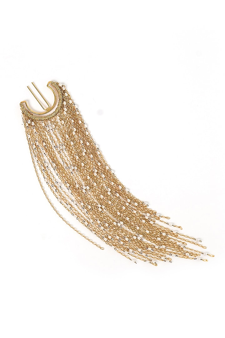 Gold Plated Faux Pearl Hair Accessory by AMAMA at Pernia's Pop Up Shop