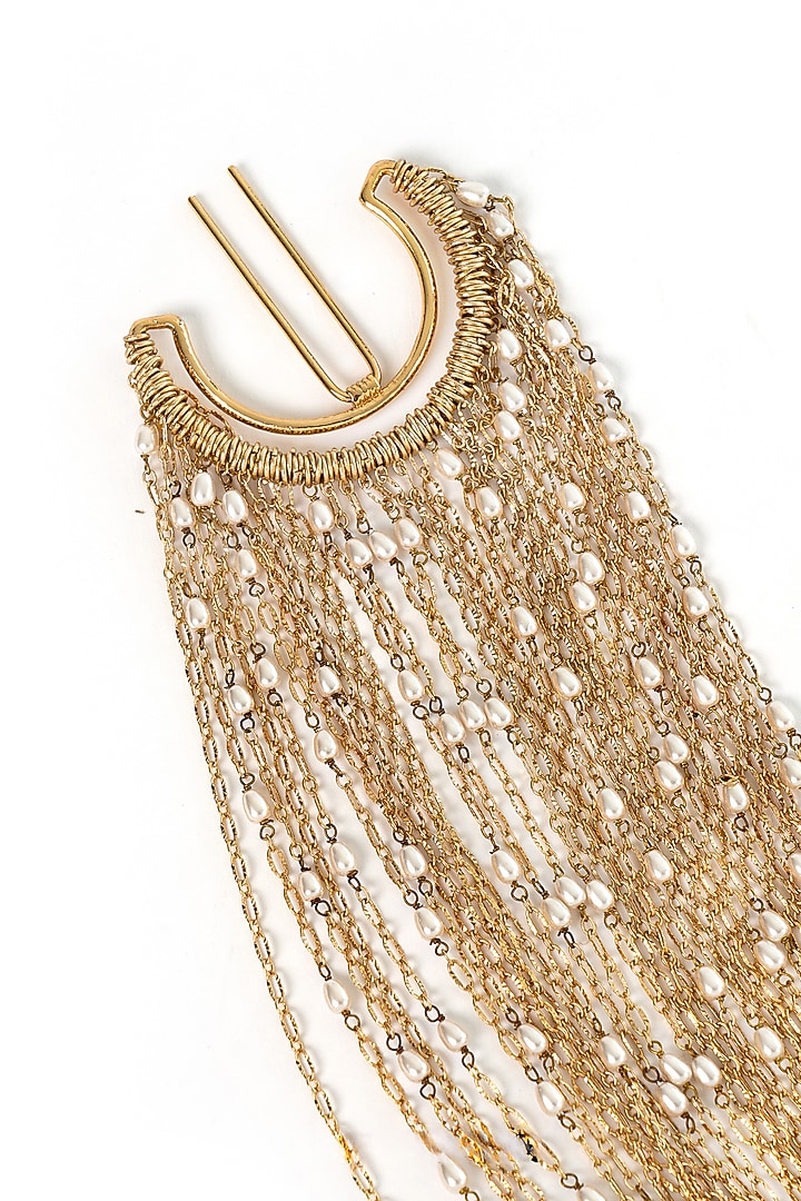 Gold Plated Faux Pearl Hair Accessory by AMAMA at Pernia's Pop Up Shop