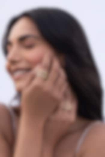 Gold Plated Cubic Zirconia Rings (Set Of 2) by AMAMA at Pernia's Pop Up Shop