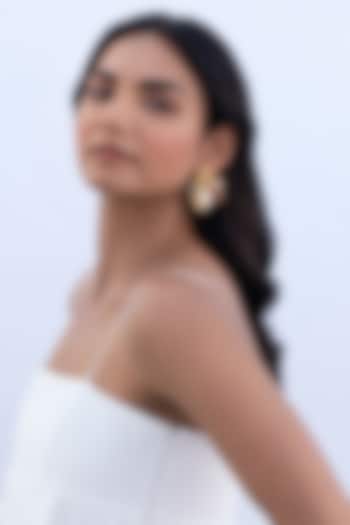 Gold Plated Cubic Zirconia & Faux Pearl Stud Earrings by AMAMA at Pernia's Pop Up Shop