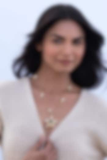 Gold Plated Cubic Zirconia & Faux Pearl Turtle Necklace by AMAMA at Pernia's Pop Up Shop