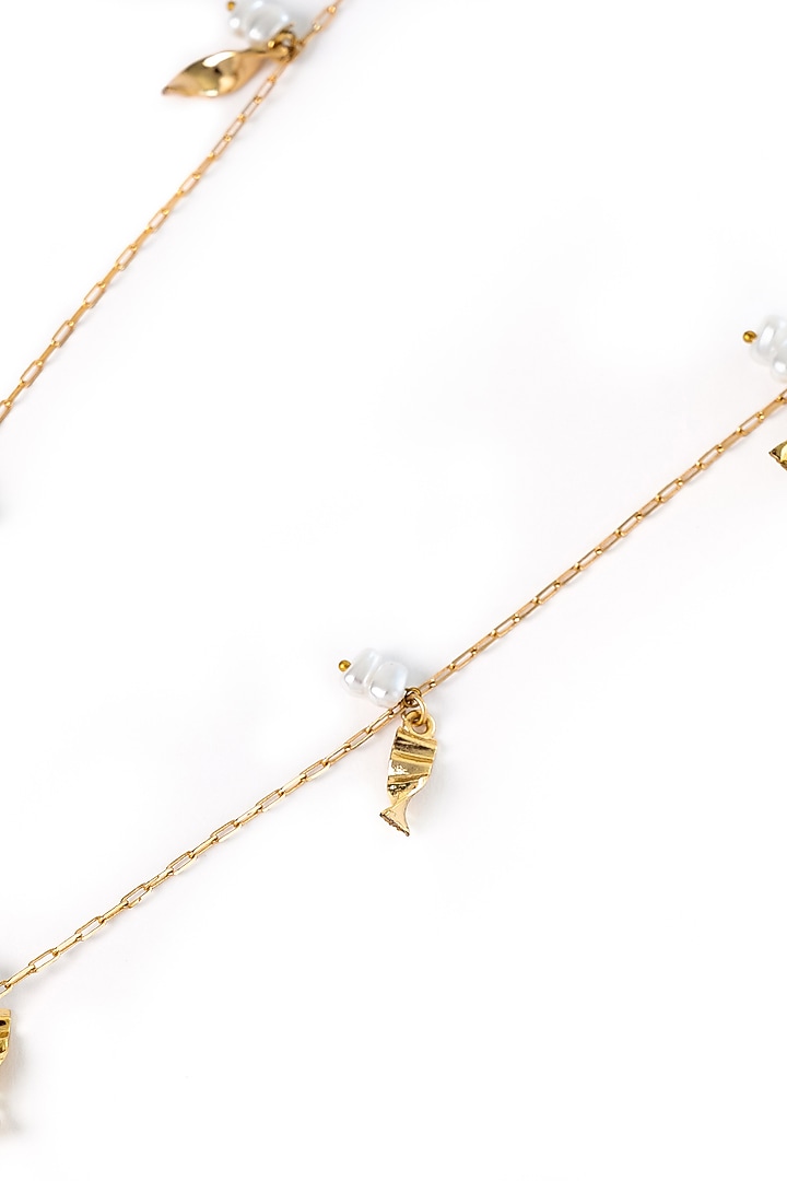 Gold Plated Cubic Zirconia & Faux Pearl Turtle Necklace by AMAMA at Pernia's Pop Up Shop