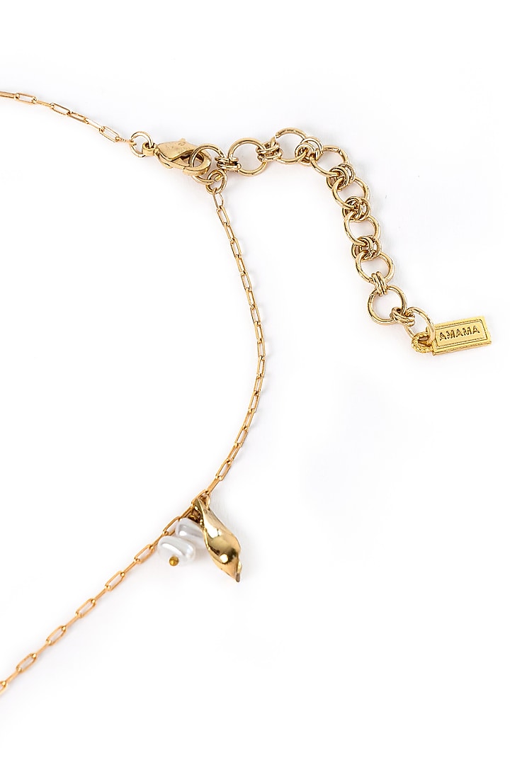 Gold Plated Cubic Zirconia & Faux Pearl Turtle Necklace by AMAMA at Pernia's Pop Up Shop