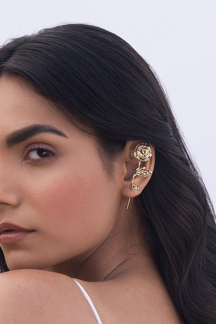 Gold Plated Brass Ear Crawlers by AMAMA at Pernia's Pop Up Shop