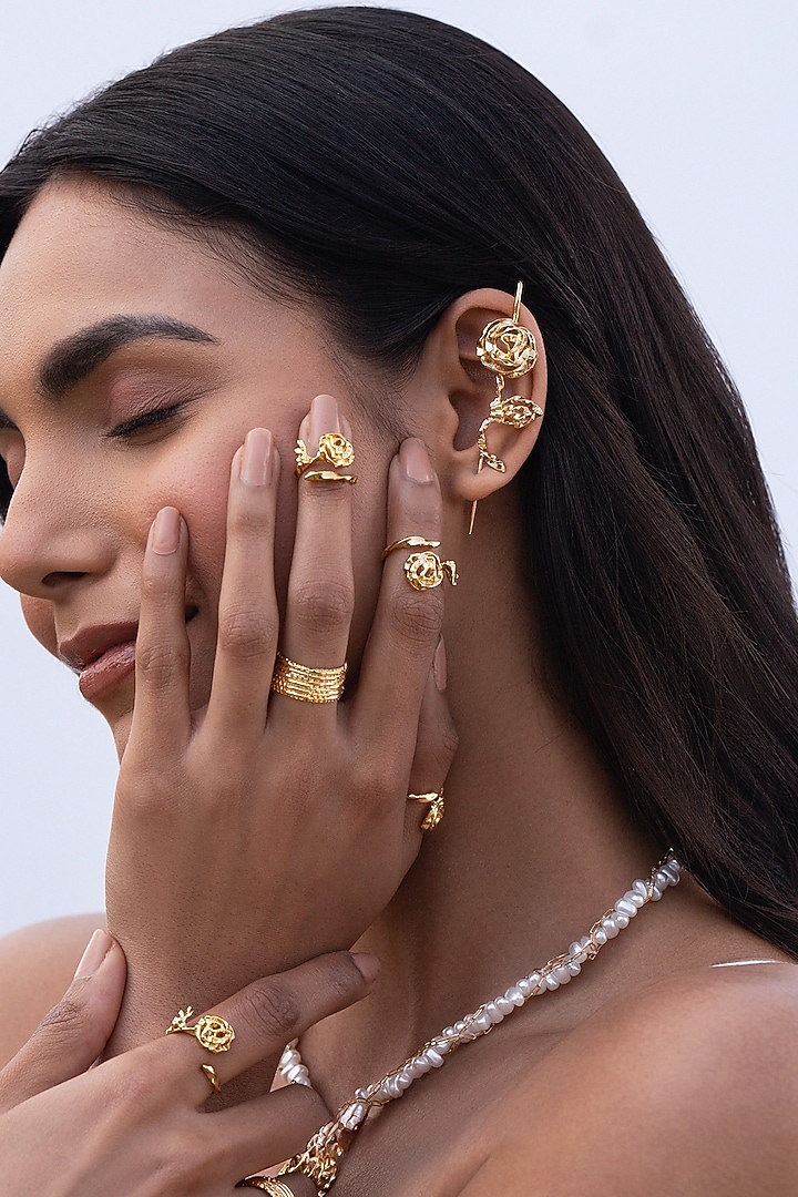 Gold Plated Brass Ear Crawlers by AMAMA at Pernia's Pop Up Shop