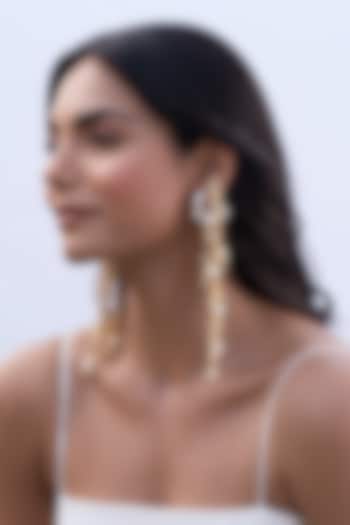 Gold Plated Faux Pearl Stack Dangler Earrings by AMAMA at Pernia's Pop Up Shop