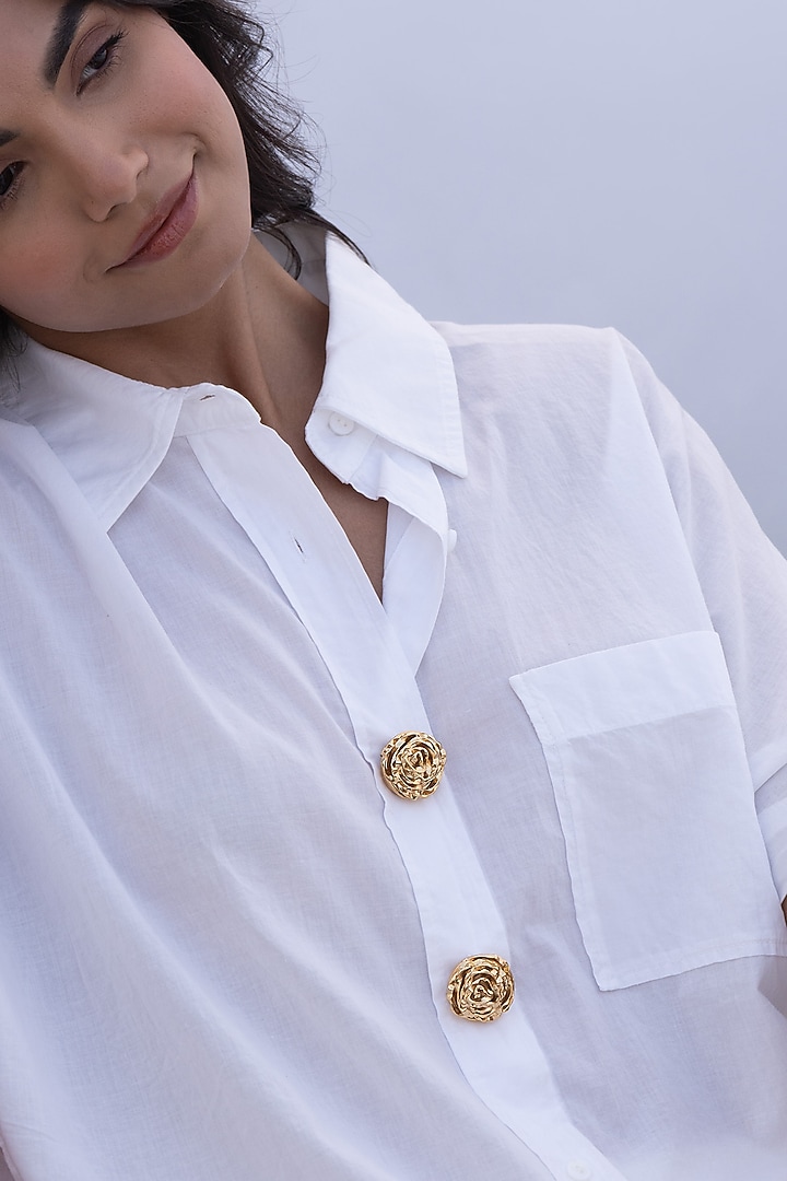 Gold Plated Brass Buttons (Set Of 2) by AMAMA at Pernia's Pop Up Shop