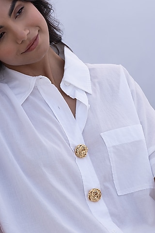 Gold Plated Brass Buttons (Set Of 2) by AMAMA