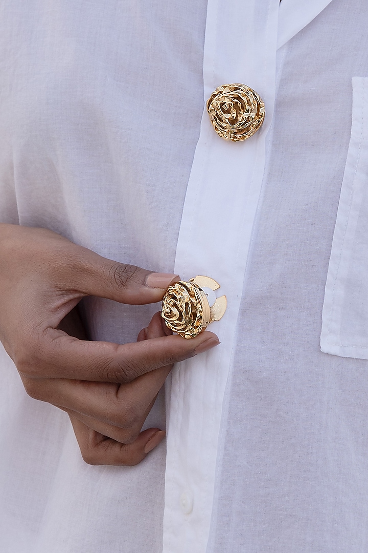Gold Plated Brass Buttons (Set Of 2) by AMAMA at Pernia's Pop Up Shop