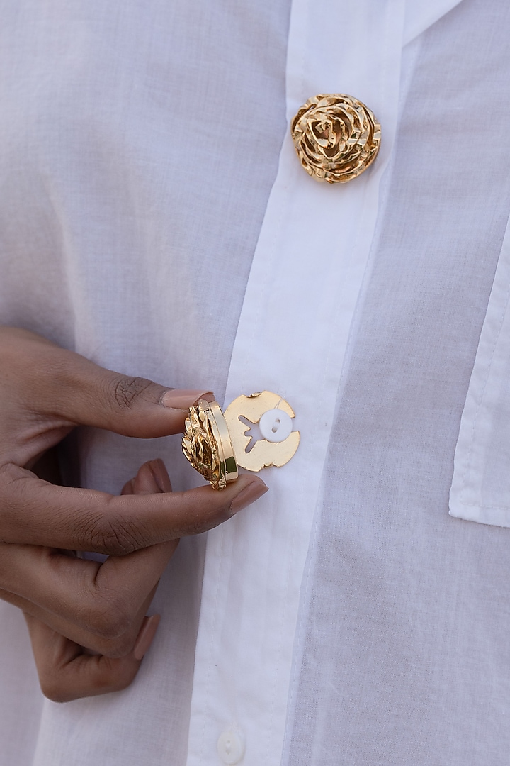 Gold Plated Brass Buttons (Set Of 2) by AMAMA at Pernia's Pop Up Shop