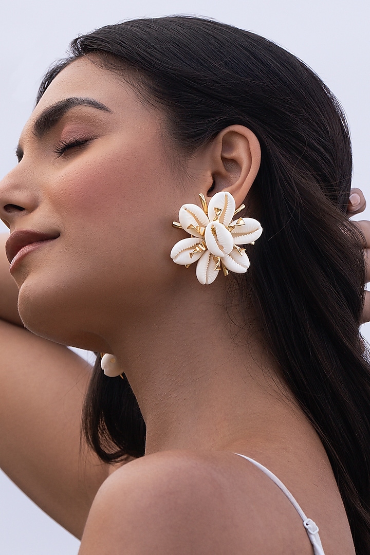 Gold Plated Shell Stud Earrings by AMAMA at Pernia's Pop Up Shop